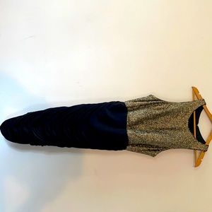 Gold sequin and black ruched Jadore dress, size 16